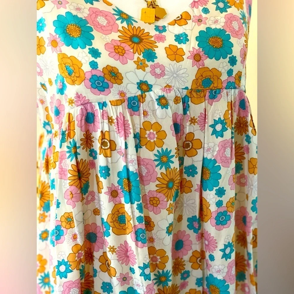 Keep Blooming Multicolor Floral Dress 💙💛💗